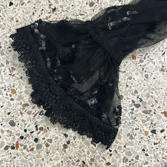Chelsea & Violet black sheer high neck sequin blouse top small s - Picture 5 of 8